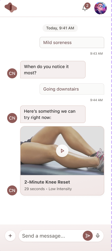 Screenshot of the neez chat interface on a phone
